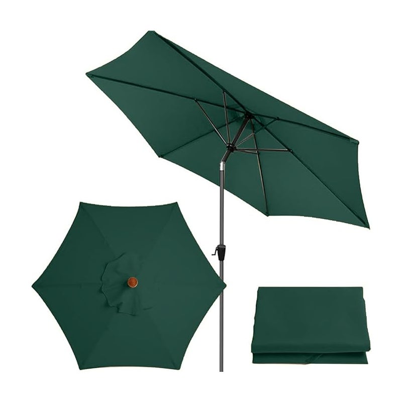 Zapasowa osłona do parasola ogrodowego, odpowiednia do stołów i krzeseł ogrodowych (tylko osłona), ciemnozielona, 3 metry, 6 żeber