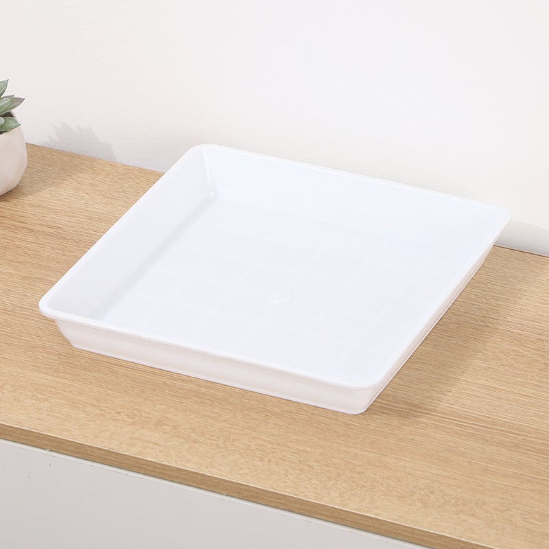 Biała plastikowa doniczka 12*12 cm, kwadratowa, z tacką ociekową, odpowiednia do użytku wewnątrz i na zewnątrz, 2 sztuki