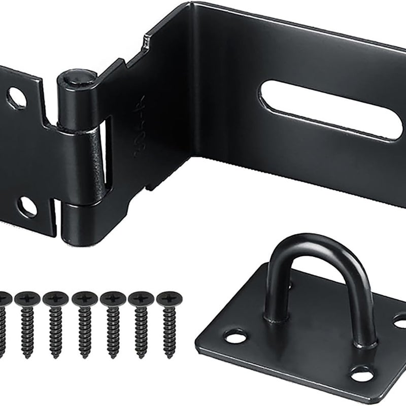 Zatrzask do drzwi kątowy 90 stopni, stal nierdzewna, zasuwka do drzwi zabezpieczających, kłódka, zasuwka do drzwi, kłódka 3-calowa, czarny