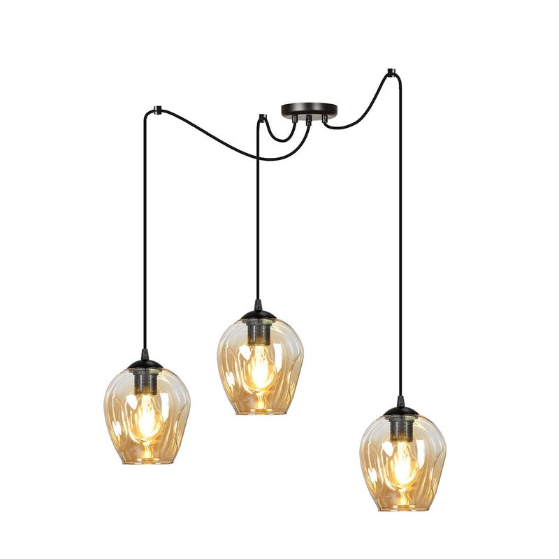 Lampa wisząca Level czarno-miodowy 3xE27x15W wym: 200 x 14 x 14 cm szkło Emibig