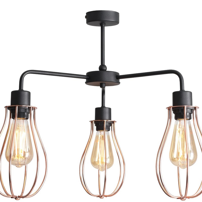 Lampa wisząca Allegra czarna-mosiądz 3xE27x60W wym: 73 x 56 x 56 cm metal Aldex