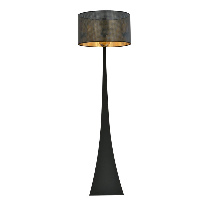 Lampa podłogowa stojąca Estrella czarno-złota 1xE27x15W wym: 157 x 45 x 45 cm tkanina Emibig