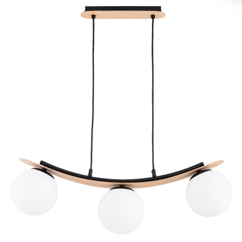 Lampa wisząca Naira jasne drewno-czarna-biała 3xE14x10W dekoracyjna wym: 75 x 68 x 15 cm metal Alfa