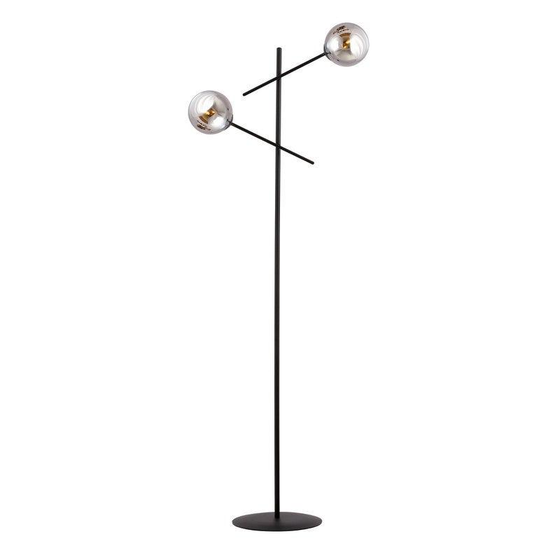 Lampa podłogowa stojąca Linear czarna-chromowana 2xE14x10W wym: 150 x 59 x 59 cm metal Emibig