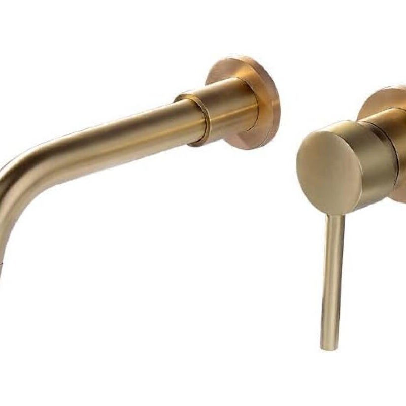 Bateria umywalkowa ścienna, bateria łazienkowa, szczotkowane złoto