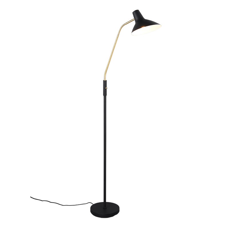 Lampa podłogowa stojąca Traveller czarno-mosiężna 1xE27x10W wym: 145 x 58 x 23 cm metal Trio