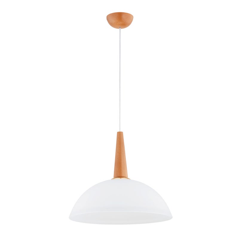 Lampa wisząca Gras jasne drewno-biała 1xE27x15W do kuchni wym: 90 x 30 x 30 cm metal Alfa