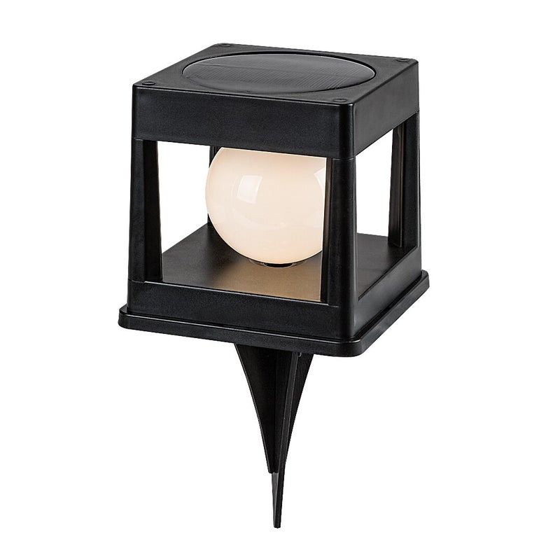 Lampa gruntowa wbijana solarna Holne czarno-biała LED 0.3W 2500K-3000K 6lm wym: 11,5 x 10,5 x 10,5 cm tworzywo sztuczne Rabalux