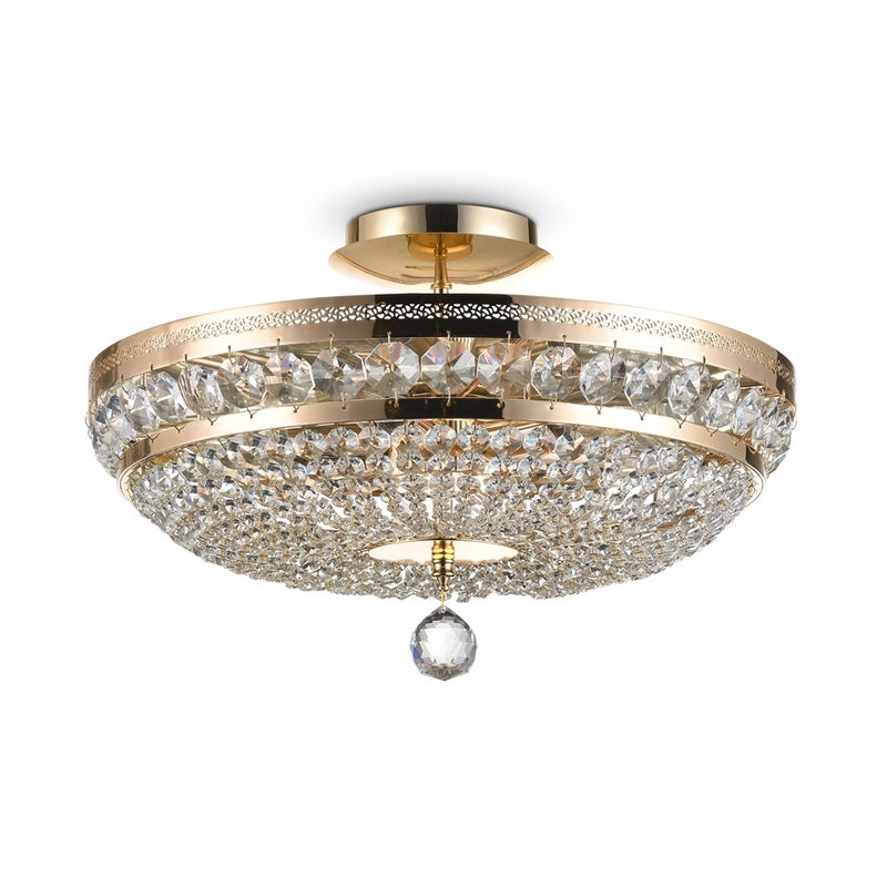 Lampa wisząca Ottilia mosiężno-złota 6xE14x60W kryształowa wym: 26 x 43,5 x 43,5 cm kryształ Maytoni