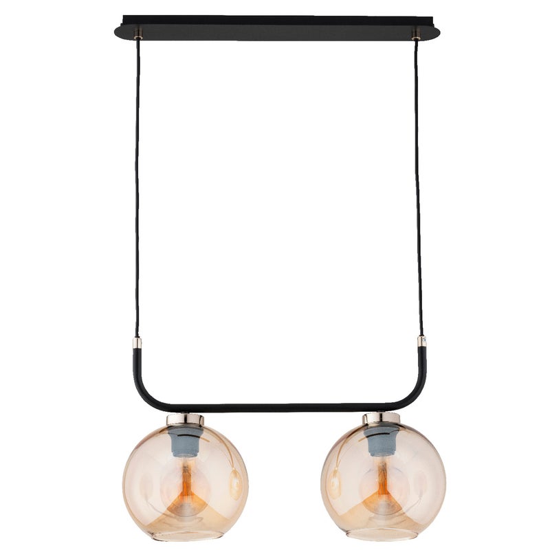 Lampa wisząca Binary czarno-bursztynowy-złota 2xE27x15W do kuchni wym: 75 x 46 x 20 cm szkło Alfa
