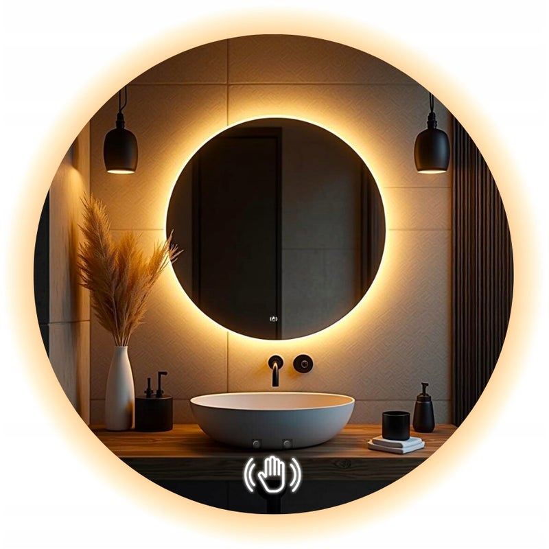 Lustro Led 70 cm Okrągłe z Włącznikiem Sensorycznym Bezdotykowe Na Ruch