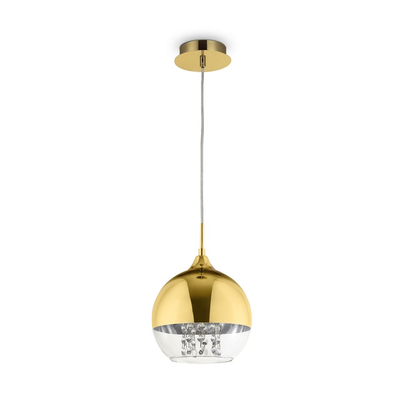 Lampa wisząca Fermi złota 1xE27x60W z kryształkami glamour wym: 96 x 20 x 20 cm szkło Maytoni