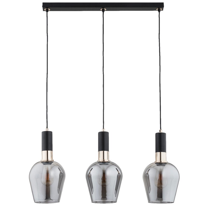 Lampa wisząca Garda czarno-złota-dymiona 3xE27x15W nad stół wym: 90 x 14 x 70 cm metal Alfa
