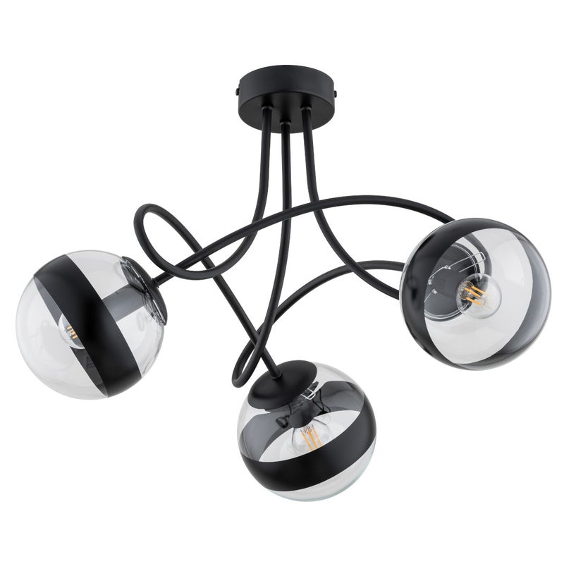 Lampa sufitowa wisząca Karo czarno-przezroczysty 3xE14x10W nowoczesna wym: 38 x 58 x 58 cm szkło Alfa