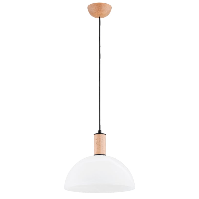 Lampa wisząca Terrin jasne drewno-biała 1xE27x15W do kuchni wym: 90 x 30 x 30 cm metal Alfa
