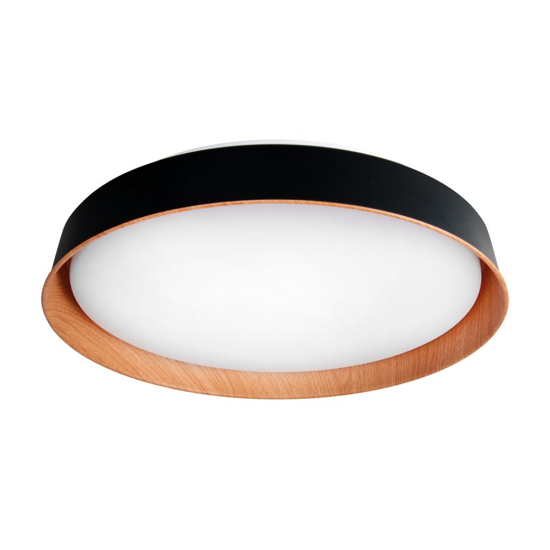 Plafon LED z pilotem 3CCT 54W 40cm 3000–6500K okrągły czarny + drewno XUDO