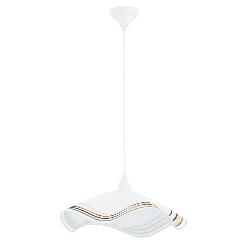 Lampa wisząca Flores biało-beżowa-czarna 1xE27x15W do kuchni wym: 90 x 41 x 47 cm tworzywo sztuczne Alfa