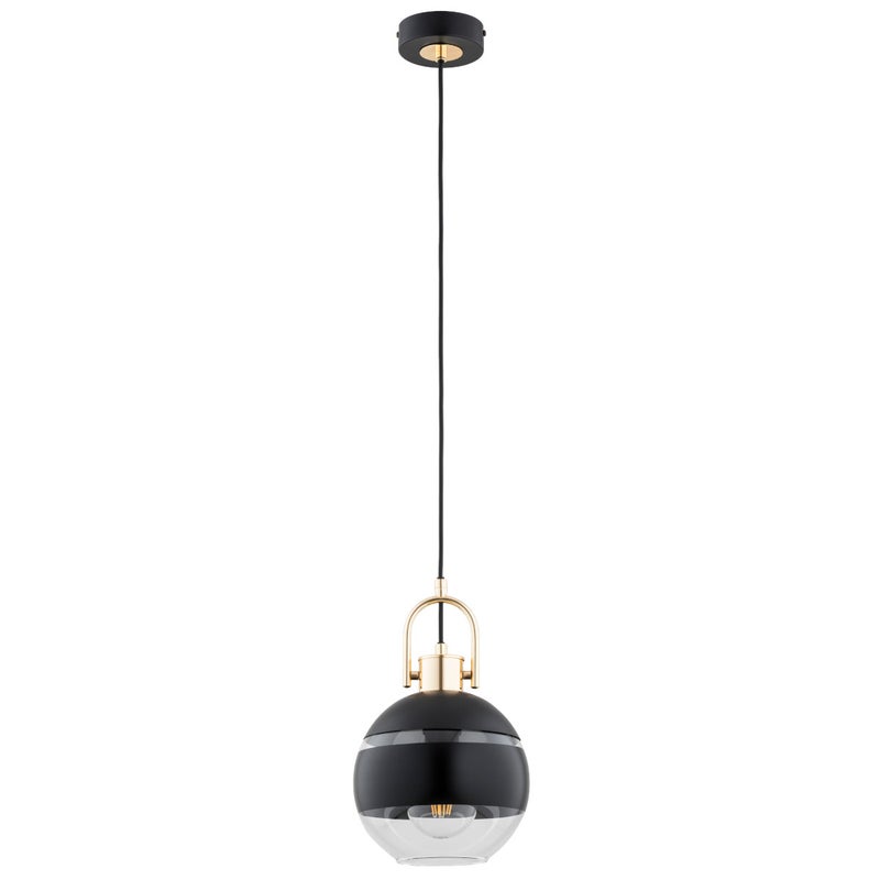 Lampa wisząca Derol czarno-złota-przezroczysty 1xE27x15W dekoracyjna wym: 95 x 20 x 20 cm metal Alfa