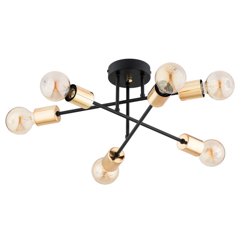 Lampa sufitowa wisząca Rosa czarno-złota 6xE27x15W industrialna wym: 22 x 50 x 50 cm metal Alfa