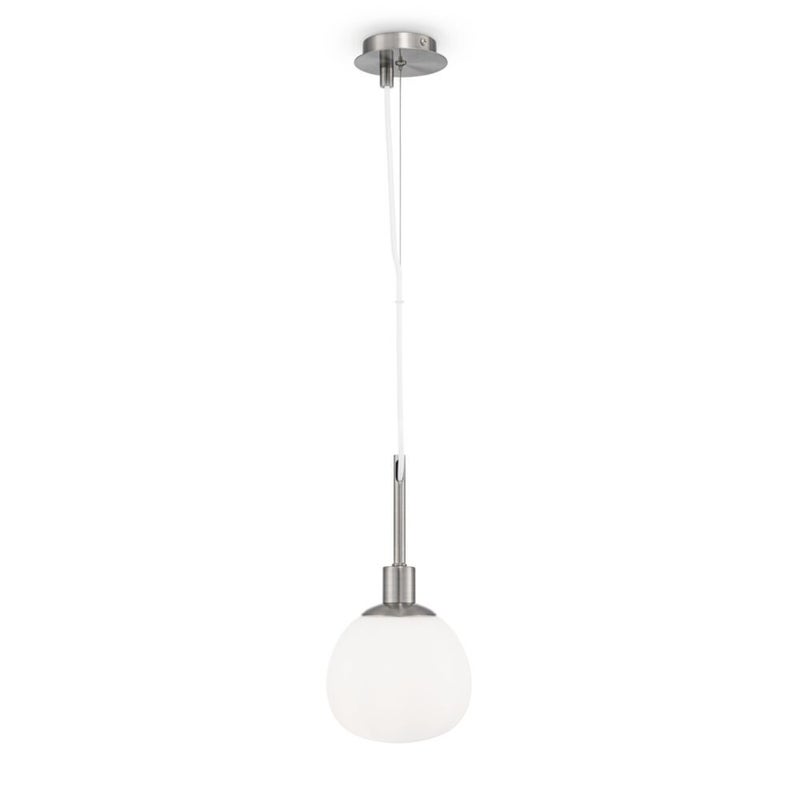 Lampa wisząca Erich nikiel-biała 1xE14x40W wym: 153 x 15 x 15 cm szkło Maytoni