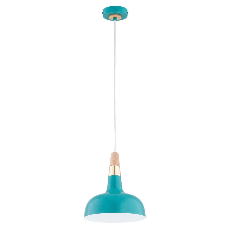 Lampa wisząca Rodos miętowo-jasne drewno-złota 1xE27x15W do kuchni wym: 90 x 23 x 23 cm metal Alfa