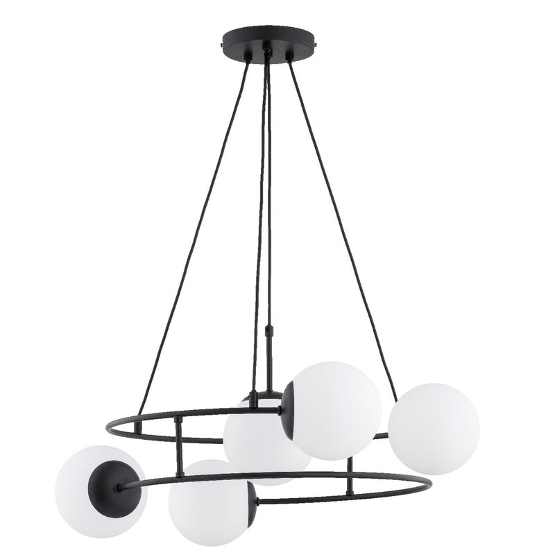 Lampa wisząca Urania czarno-biała 5xE14x10W nowoczesna wym: 70 x 68 x 68 cm metal Alfa