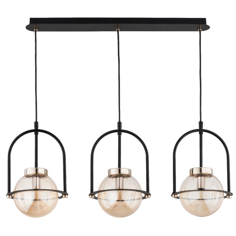 Lampa wisząca Leria czarno-złota-bursztynowy 3xE14x10W dekoracyjna wym: 95 x 20,5 x 72 cm metal Alfa