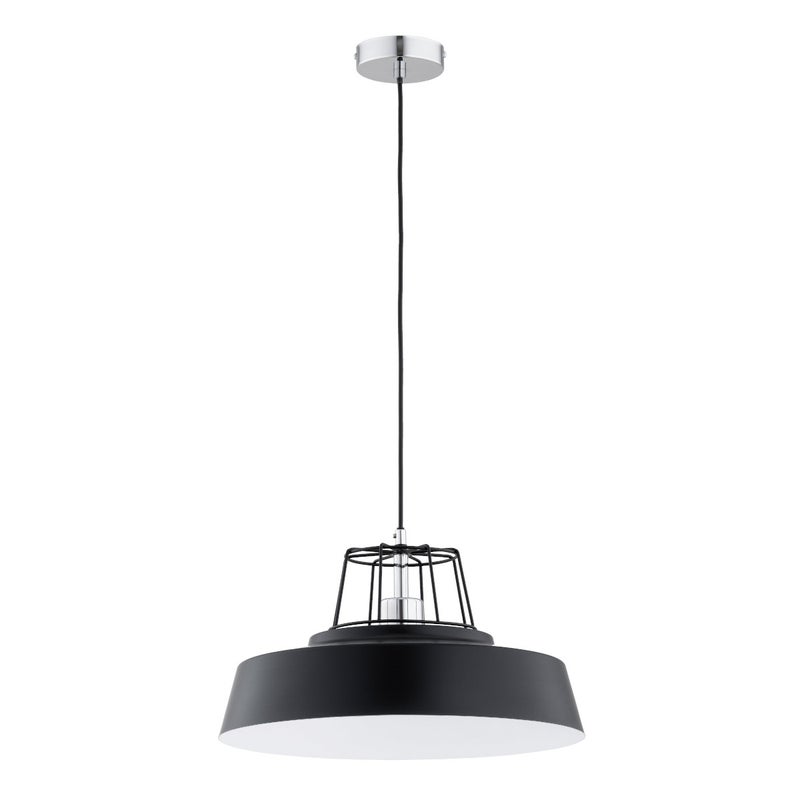 Lampa wisząca Izola czarna-chromowana-biała 1xE27x15W do kuchni wym: 75 x 40 x 40 cm metal Alfa