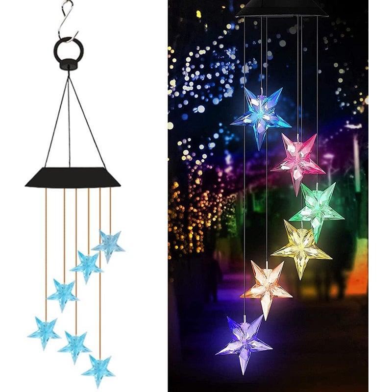 1 szt. Niebieski dzwonek wiatrowy solarny z wodoodporną baterią do użytku wewnątrz i na zewnątrz w ogrodach i na tarasach