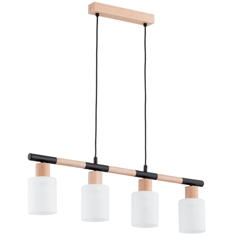 Lampa wisząca Della jasne drewno-czarna-biała 4xE27x15W nad stół wym: 85 x 10 x 77 cm metal Alfa