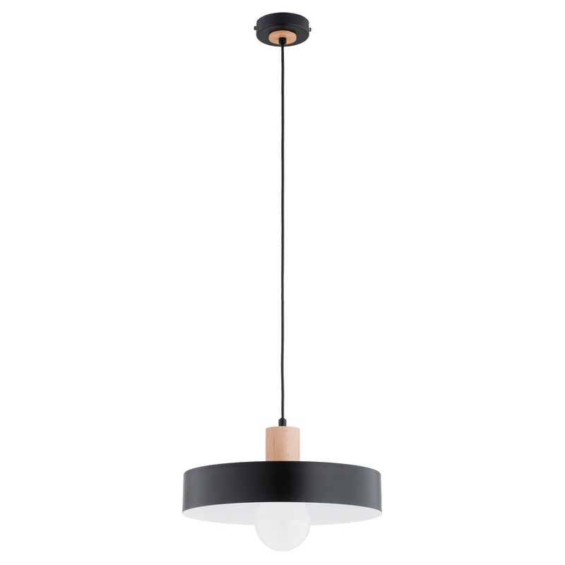 Lampa wisząca Newada czarna-jasne drewno-biała 1xE27x15W do kuchni wym: 80 x 34 x 34 cm metal Alfa