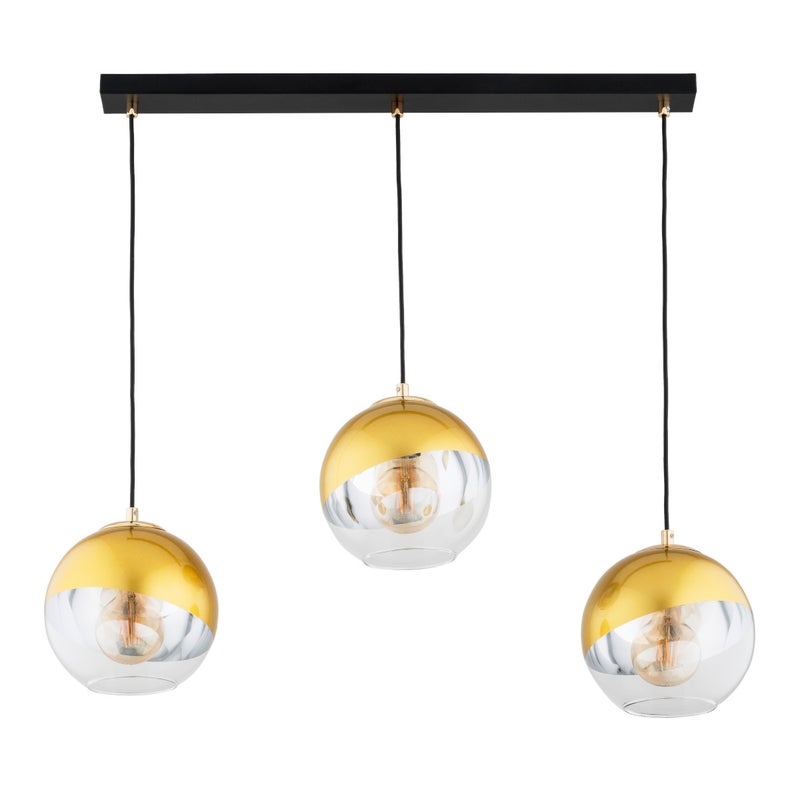 Lampa wisząca Verona czarno-złota-przezroczysty 3xE27x15W nowoczesna wym: 85 x 82 x 20 cm metal Alfa