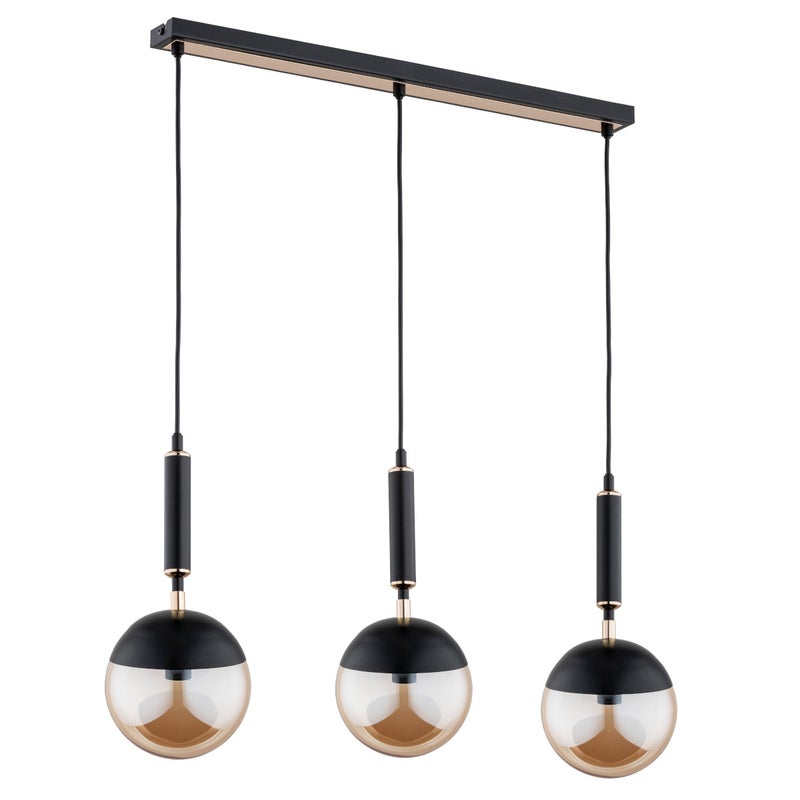 Lampa wisząca Marakas czarno-złota-bursztynowy 3xE14x10W nowoczesna wym: 75 x 15 x 75 cm metal Alfa