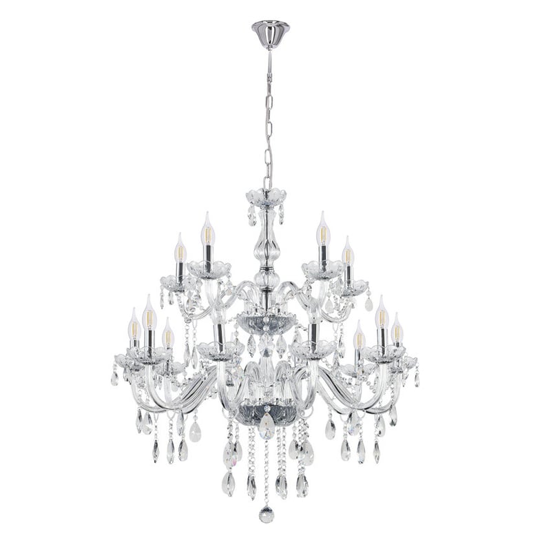 Lampa wisząca Cristallo przezroczysto-chromowana 15xE14x40W kryształowy wym: 125 x 78 x 78 cm szkło Candellux