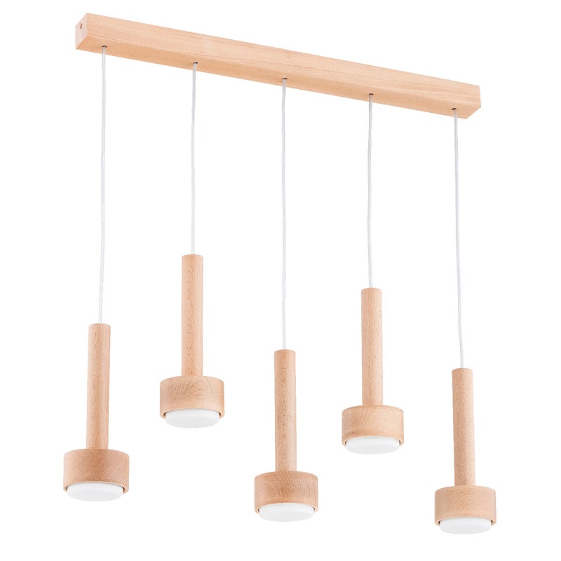 Lampa wisząca Bollo jasne drewno 5xGX53x10W nad stół wym: 70 x 65 x 9 cm metal Alfa