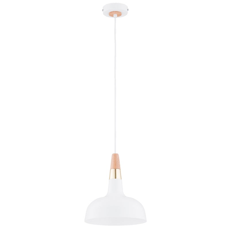 Lampa wisząca Rodos biała jasne drewno-złota 1xE27x15W do kuchni wym: 90 x 23 x 23 cm metal Alfa
