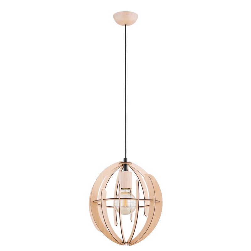 Lampa wisząca Solaria jasne drewno-czarna 1xE27x15W wym: 90 x 31 x 31 cm metal Alfa