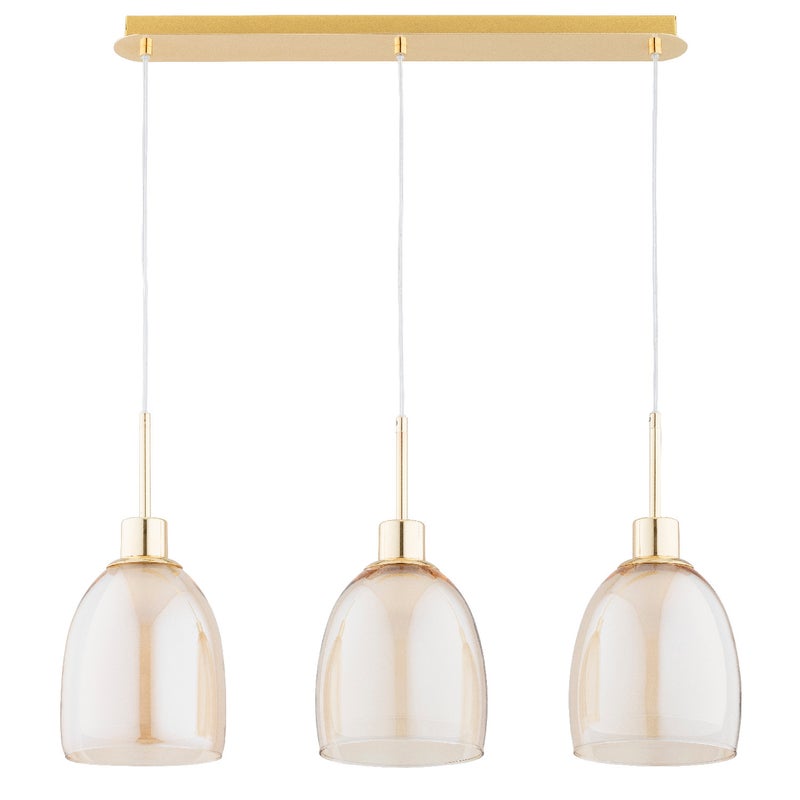 Lampa wisząca Dersel złoto-bursztynowy 3xE27x15W nad stół wym: 95 x 17 x 75 cm metal Alfa