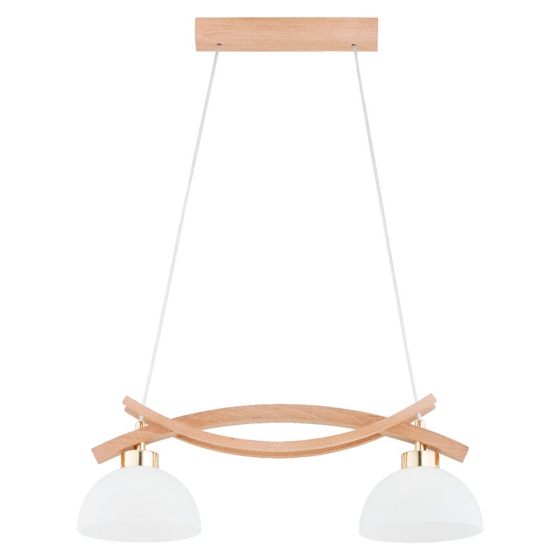 Lampa wisząca Nasa jasne drewno-biała-złota 2xE27x15W wym: 78 x 58 x 18 cm metal Alfa