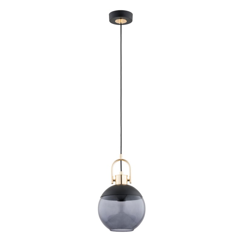 Lampa wisząca Hilto czarno-złota-dymiona 1xE27x15W wym: 95 x 20 x 20 cm szkło Alfa