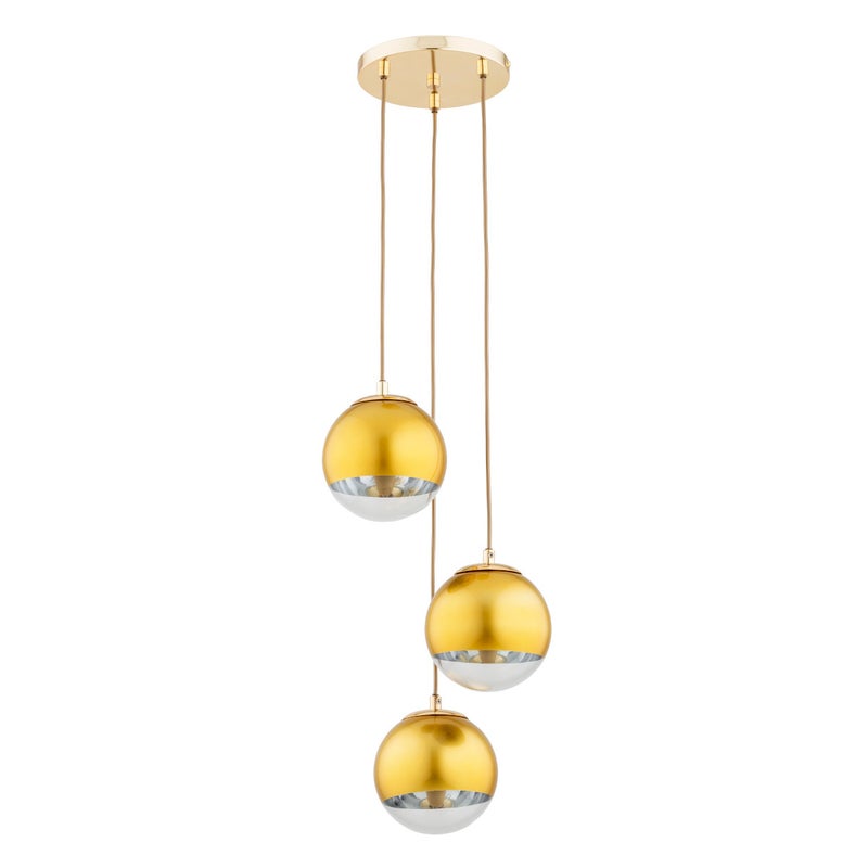 Lampa wisząca Leila złoto-przezroczysty 3xE14x10W nowoczesna wym: 90 x 28 x 28 cm szkło Alfa