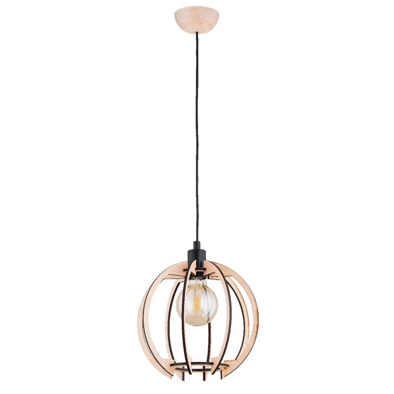 Lampa wisząca Tommy jasne drewno-czarna 1xE27x15W wym: 90 x 28 x 28 cm metal Alfa