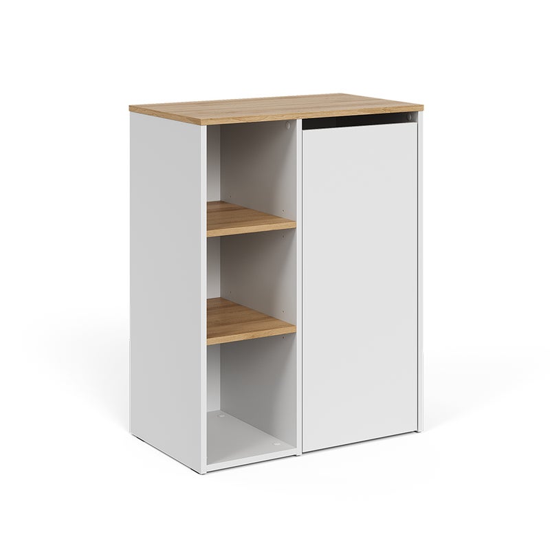 Vicco Szafka łazienkowa Viktor, Biały/Artystyczny, 68 x 88.2 cm z otwartymi półkami i koszem na bieliznę