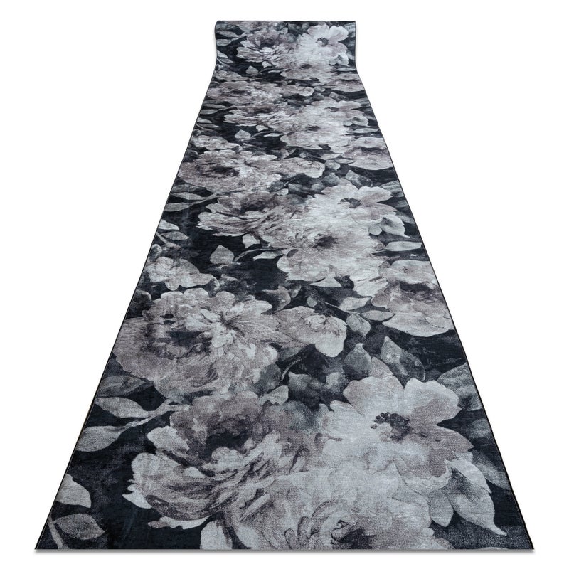 CHODNIK podgumowany DO PRANIA LOTUS BOUQUET 52901 Kwiaty szary / beż 100cm 100x1050 cm