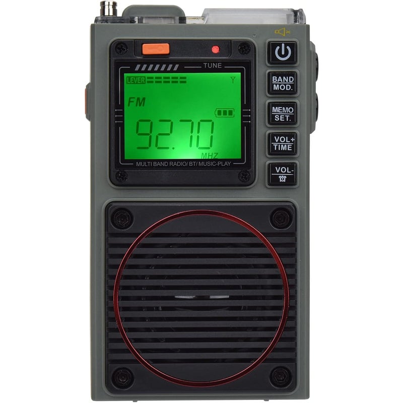 Radio krótkofalowe sterowane aplikacją, przenośne radio pogodowe AM/FM/VHF/krótkofalowe/WB, radio kieszonkowe (zieleń wojskowa)