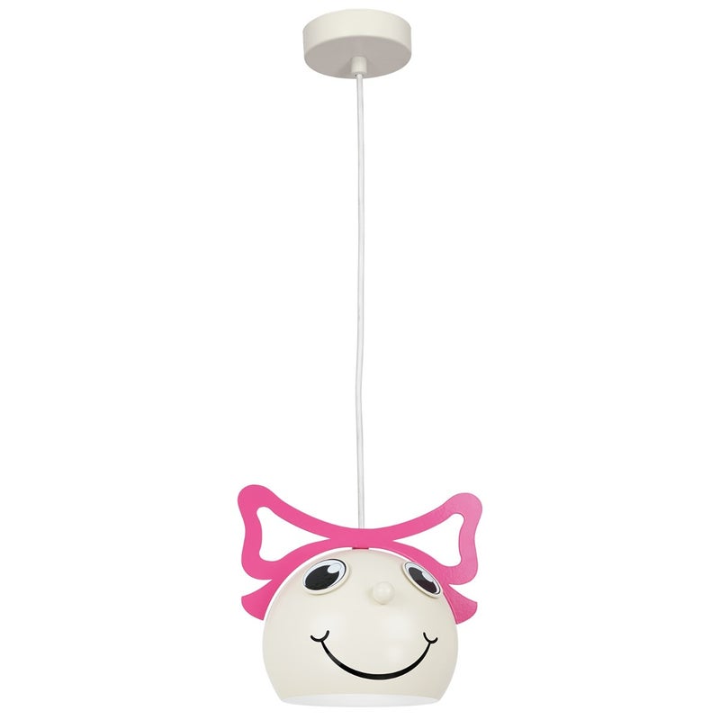 Lampa wisząca Bambini kremowo-różowa 1xE27x15W dziecięca wym: 110 x 21,5 x 16,5 cm metal Luminex