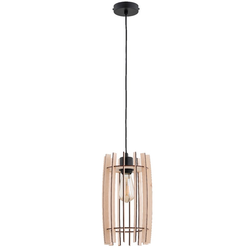 Lampa wisząca Blazar jasne drewno-czarna 1xE27x15W wym: 90 x 19 x 19 cm metal Alfa