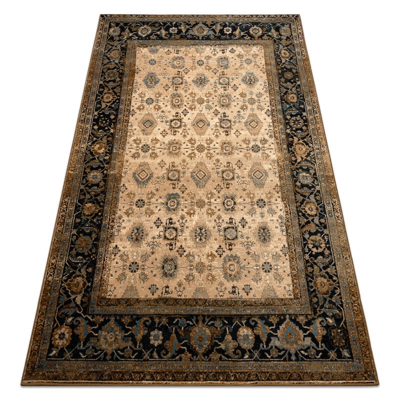 Dywan wełniany OMEGA AVILA Ornament, ramka koniak brązowy 235x350 cm