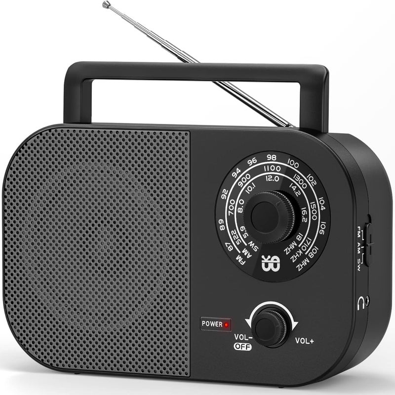 Przenośne radio AM, FM, SW, do domu/na zewnątrz/na kemping/w sytuacjach awaryjnych (czarne).