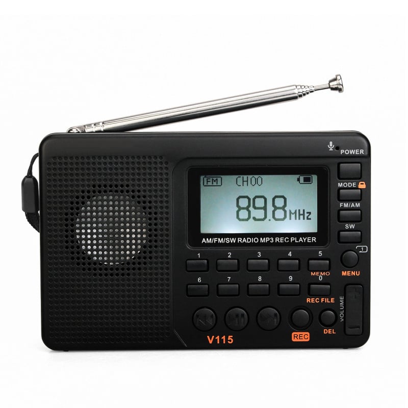 Przenośne radio, małe radio ładowalne, radio FM AM SW do domu, na zewnątrz i w sytuacjach awaryjnych (czarne)